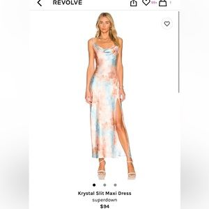 Super down tie dye dress slit maxi - worn once